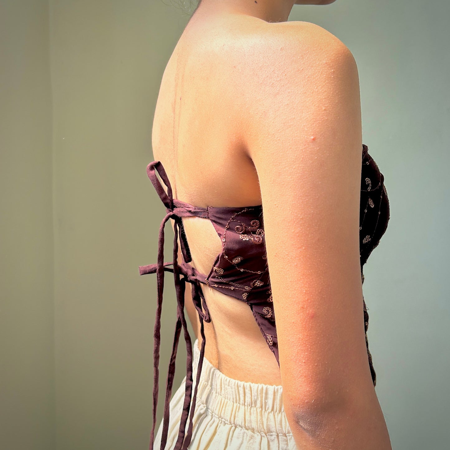 Brown Embroidered Enyo Cami