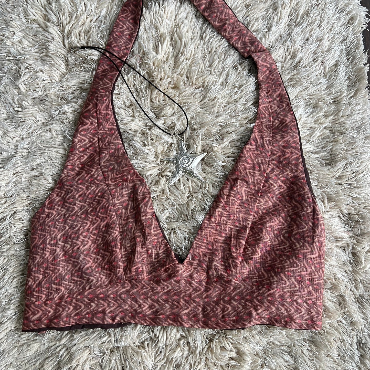 S002 — Brown Tie Up Halter Fits Bust 30 C/D & 32 A/B