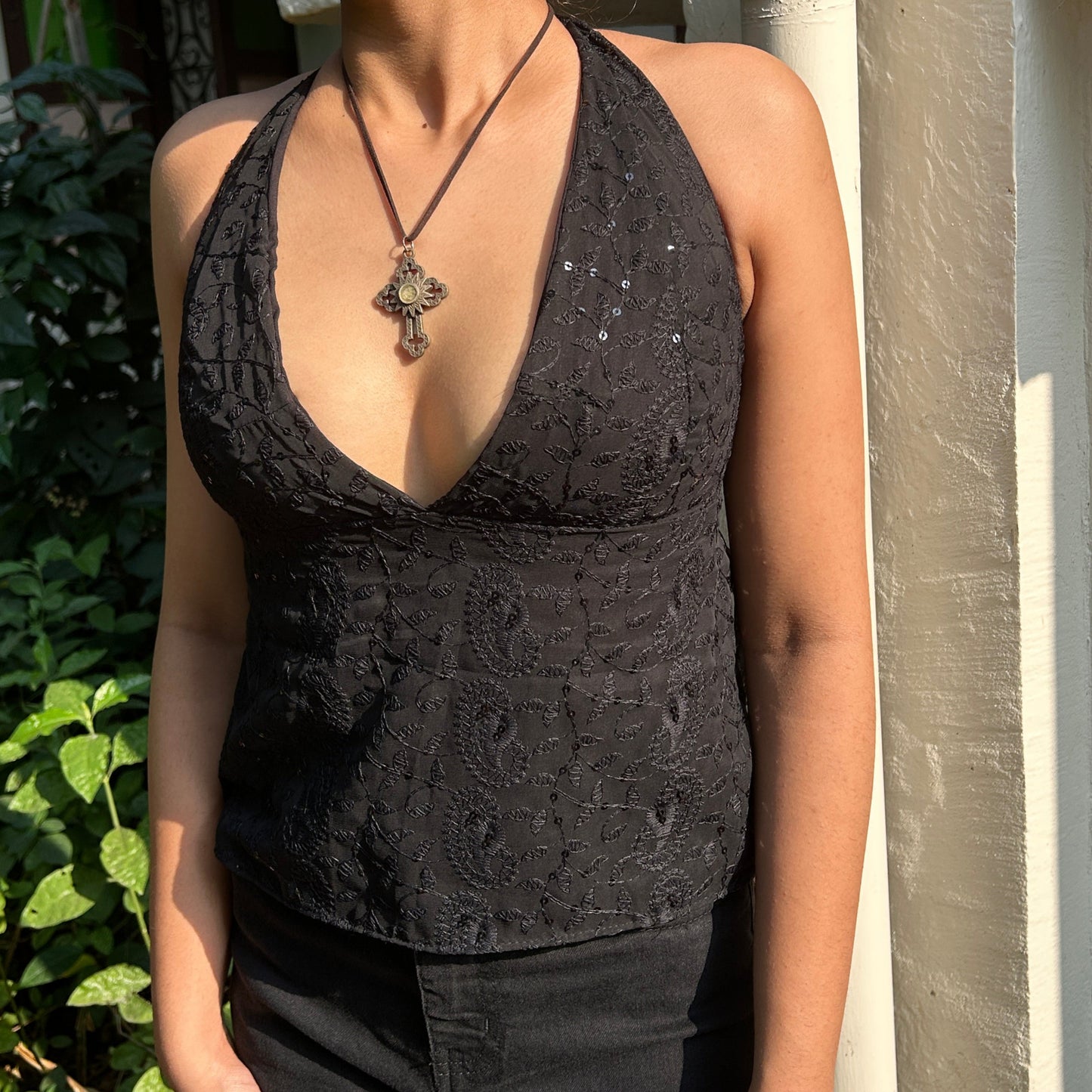 Black Chikankari Eos Halter