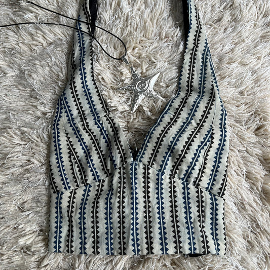 S073 — Striped Eris Halter Fits Bust 30 C/D & 32 A/B