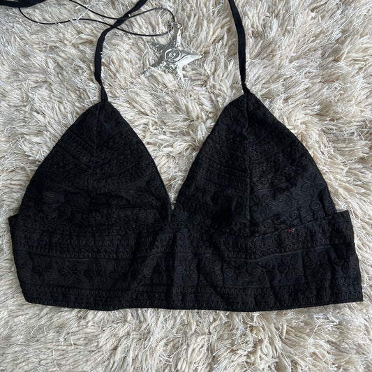 S083—  Black Chikankari Bralette Top Fits Bust 28C/D & 30 A/B
