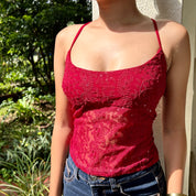 Crimson Chikankari Thalia Cami