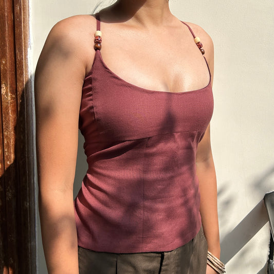 Cinnamon Beaded Thalia Cami