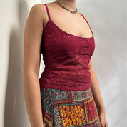 Crimson Chikankari Thalia Cami
