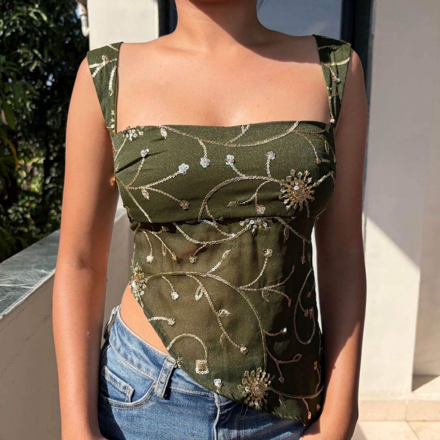 JS018: Green Sequin Calapso- SALE